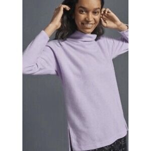 By Anthropologie Theresa Tunic Top Sz XL Funnel Cowl Neck Ribbed Sweater Lilac